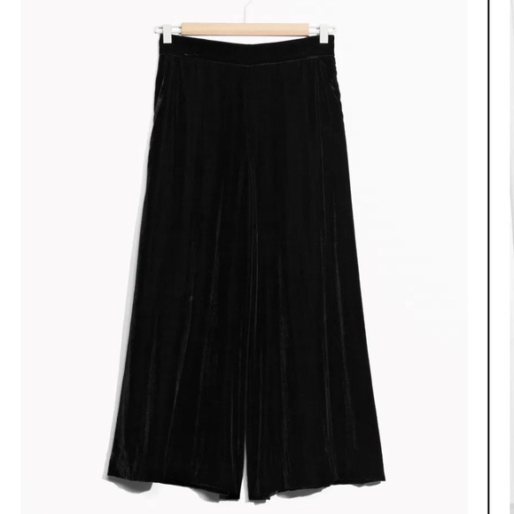 & Other Stories black velvet wide leg crop high waist culottes pants Women’s 4 - Picture 4 of 16